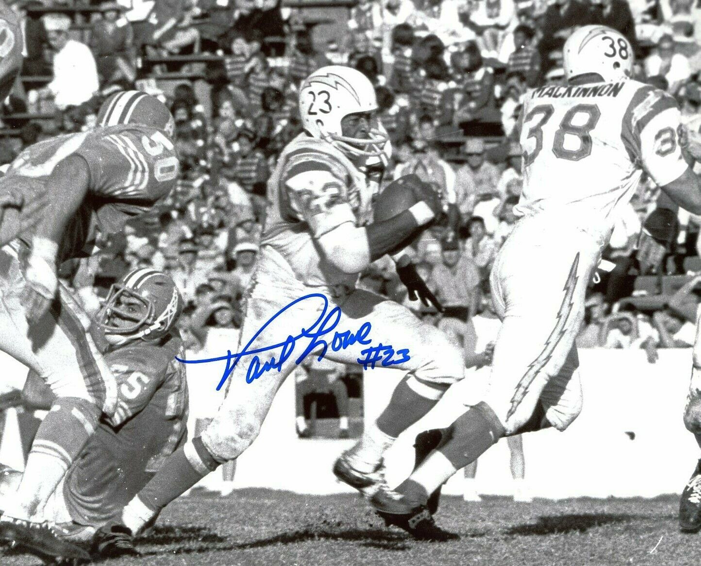 Paul Lowe autographed 8x10 San Diego Chargers In Person B&W #8