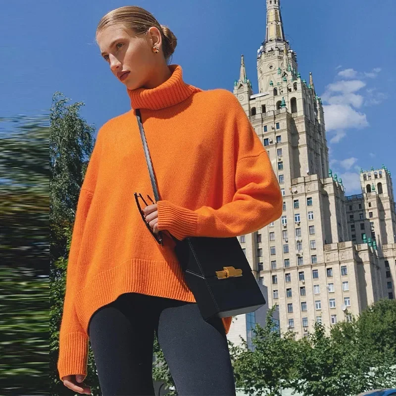 Churchf Knitted Sweater Autumn Winter Women's Oversize Long Sleeve Loose Pullover Tops Streetwear Soft Warm Elastic Sweaters-Outfit Ideas