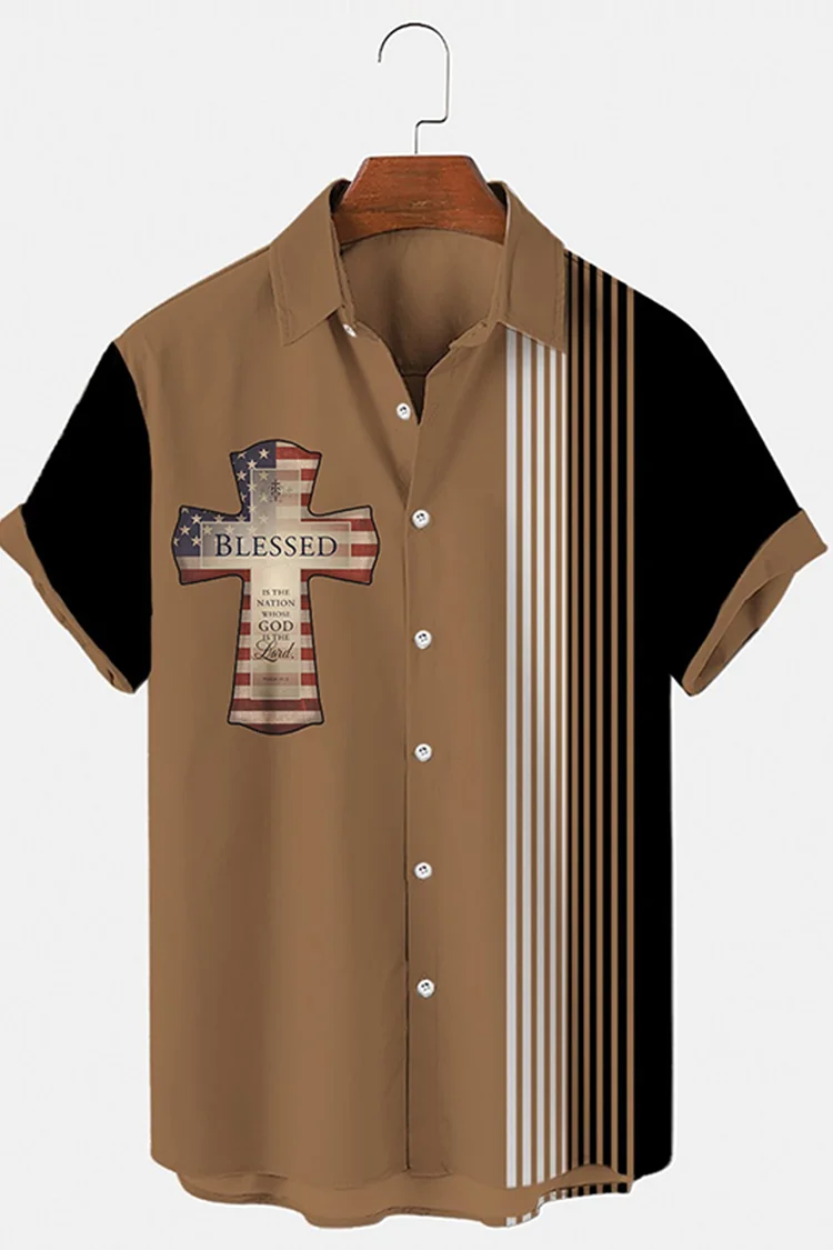 Men's Fashion Contrast Flag Shirt