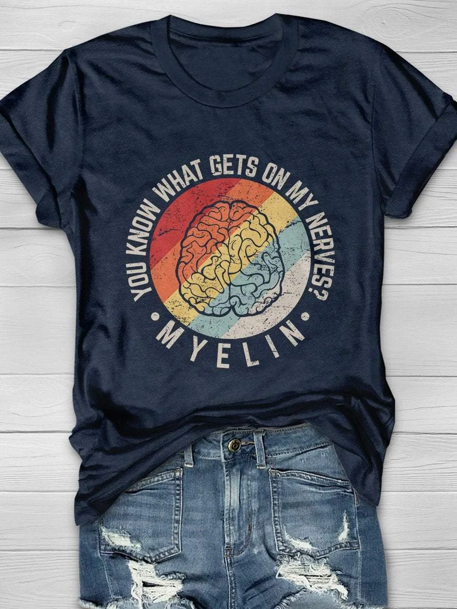 Retro Myelin Neuroscience Print Short Sleeve T-shirt
