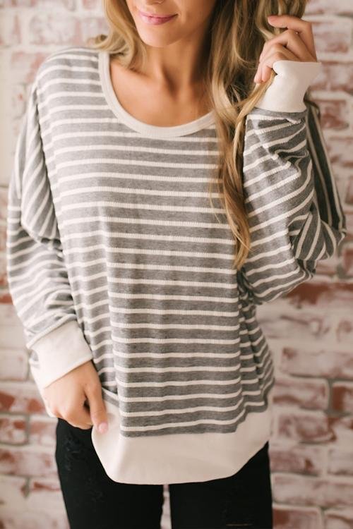 Casual Striped Backless T-shirt-elleschic