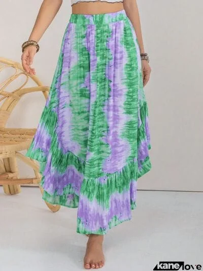 Tie-Dye Ruffle Hem Skirt