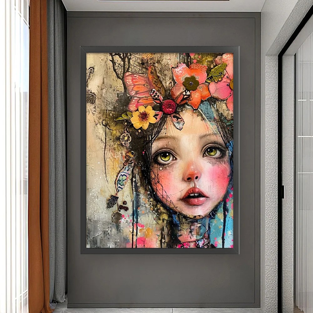 11CT Full Stamped Cross Stitch - Girl(Canvas|45*60CM)