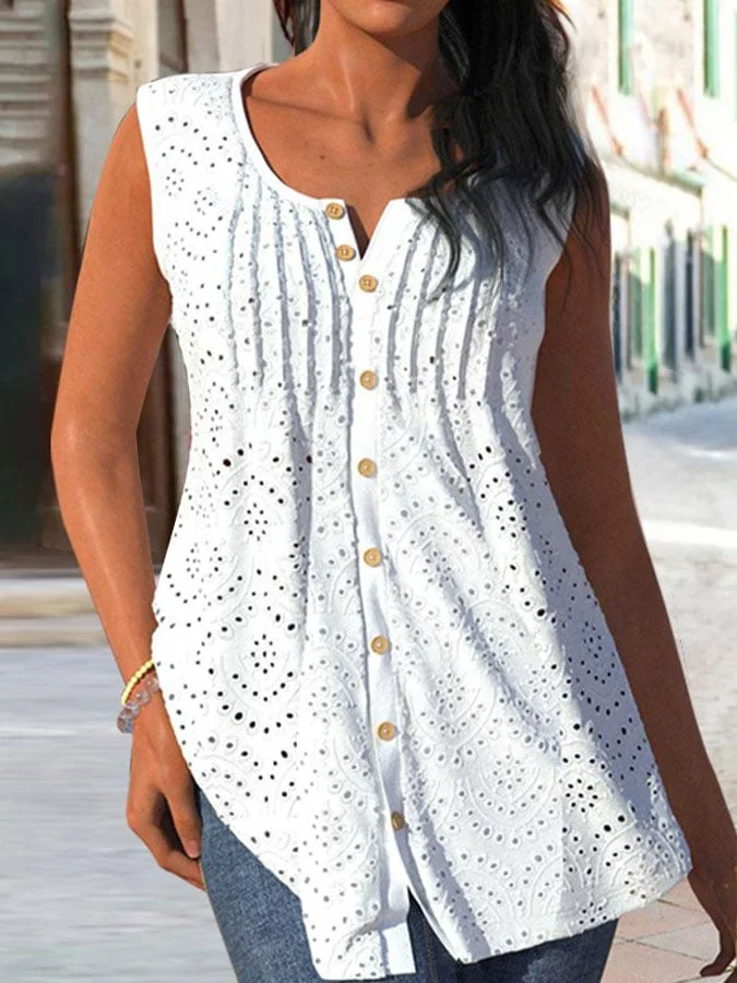 Women'S Solid Color Simple Lace Sleeveless Top