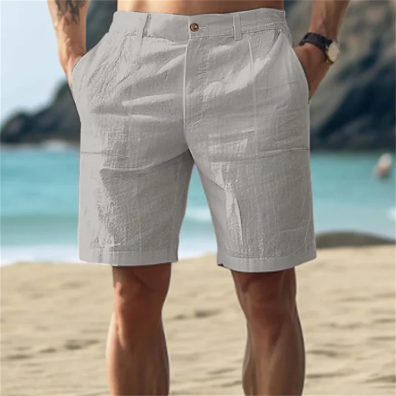 2025 Men's Linen Fashion Beach Breathable Straight Casual Shorts