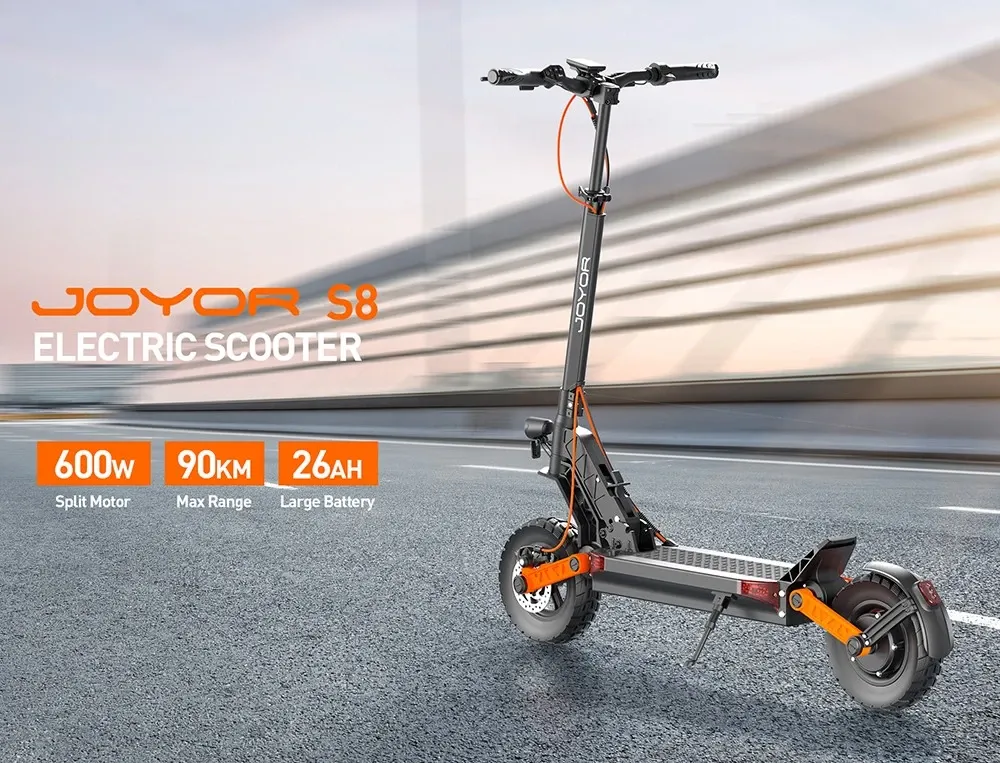 Joyor S8 Electric Scooter, 600W Motor, 48V 26AH Battery, 10 Inch Tires, 25km/h Max Speed, 90km Range, Dual Mechanical Disc Brake