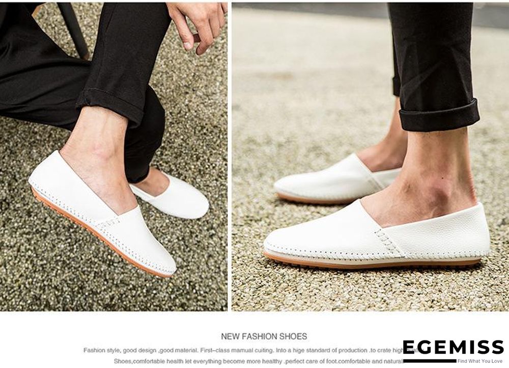 Men Non-slip Fashion Slip On Genuine Leather Flats Moccasins Loafers Shoes | EGEMISS
