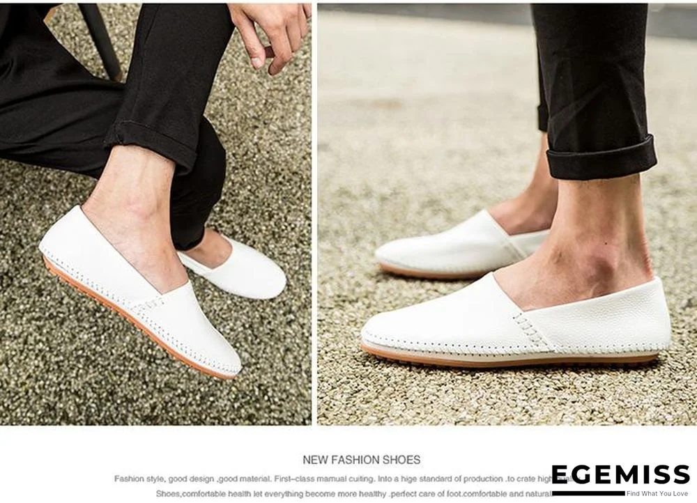 Men Non-slip Fashion Slip On Genuine Leather Flats Moccasins Loafers Shoes | EGEMISS