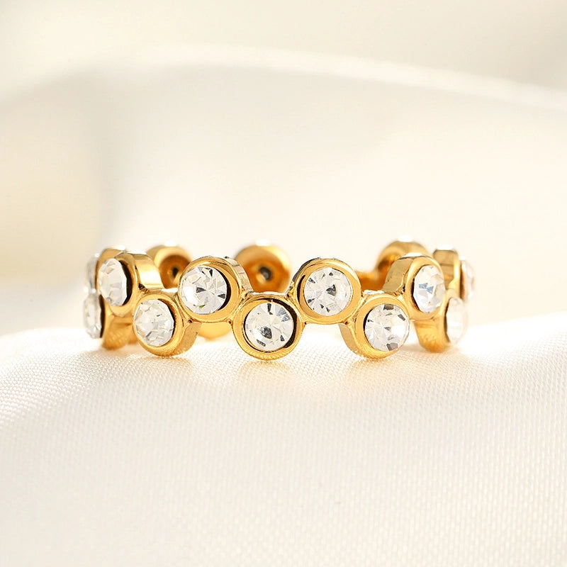 2 Pieces Modern Style Classic Style Geometric Leaf Heart Shape 304 Stainless Steel Zircon 18K Gold Plated Plating Open Rings