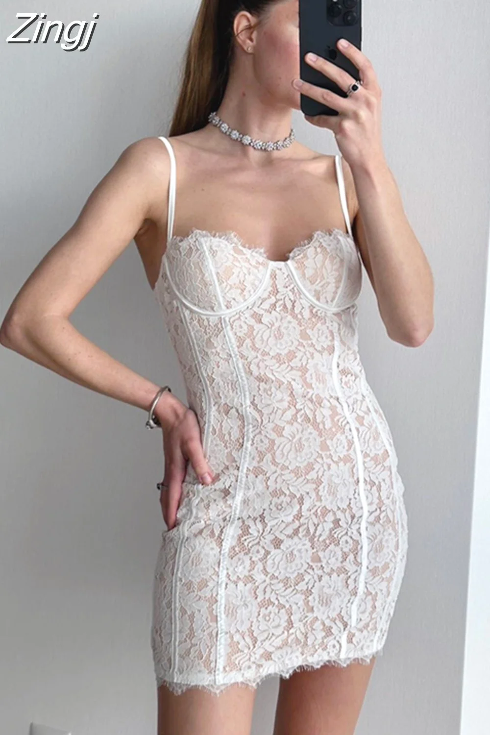 Zingj Lace Green Dress Elegant Sexy Night Wedding Guest Evening Party Dresses Spaghetti Strap Birthday Dresses for Women 2023