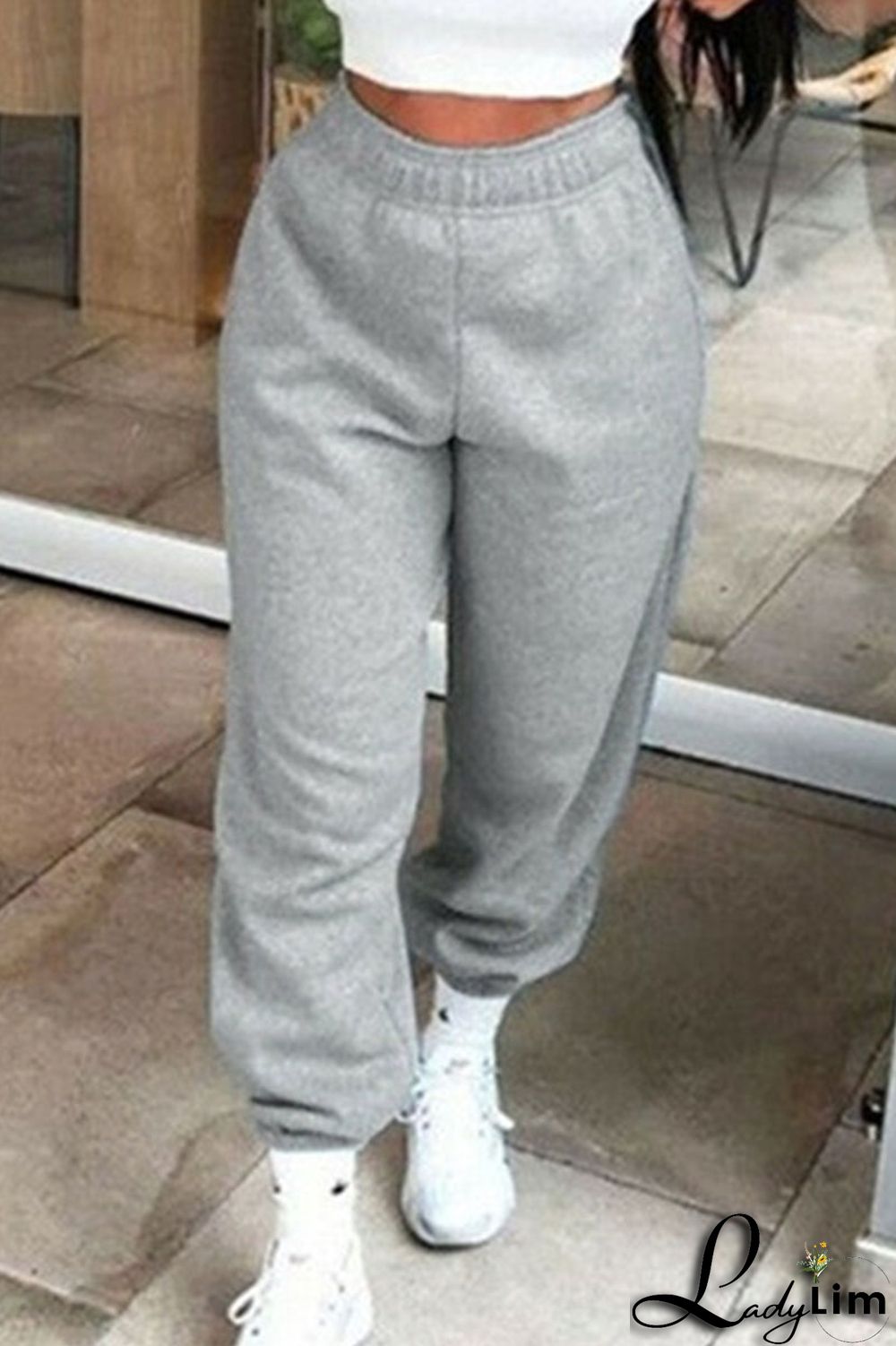 Black Casual Solid Split Joint Straight High Waist Solid Color Bottoms