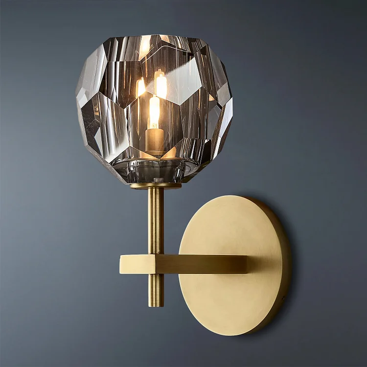 Boule De Crystal Ball Wall Lighting Fixtures, Smoke Crystal Led Wall Lights for Bedroom Vjlight