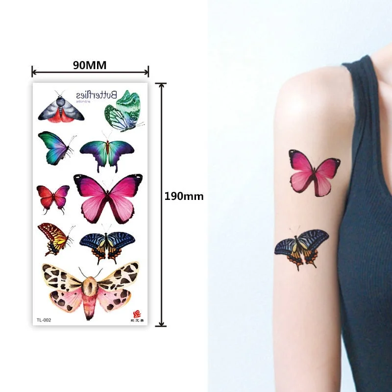 Animal and plant totem flower butterfly bird fox body arm waterproof men and women healthy natural temporary tattoo stickers