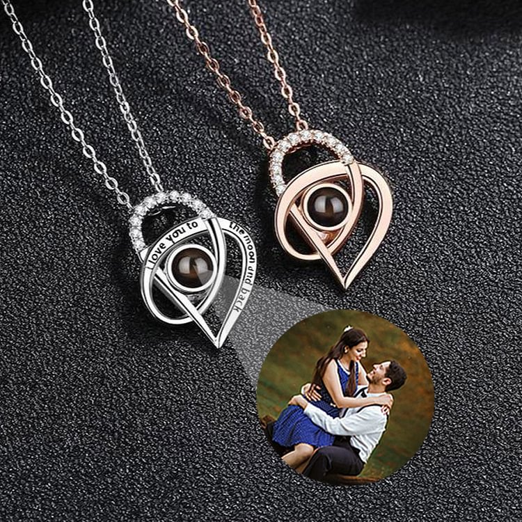 Personalized Photo Projection Necklace-Double Heart