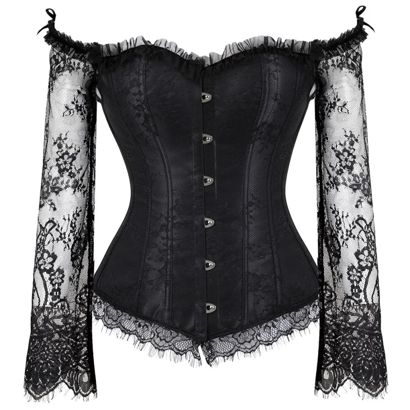 Billionm Top With Sleeves Vintage Corsets Lingerie For Women Plus Size Sexy Lace Floral Corset Bustier Top Steampunk Gothic