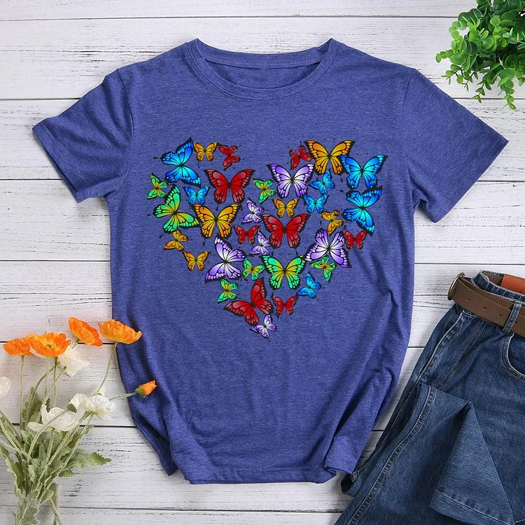 love butterfly Round Neck T-shirt-0024055