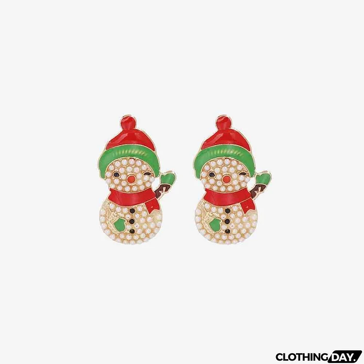 Snowman Rhinestone Alloy Earrings