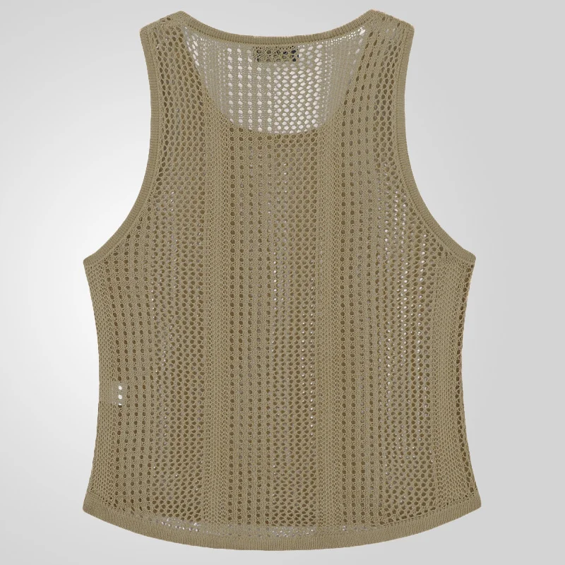 Uveng Uveng Men's Wear Summer Thin Sleeveless Men's Vest White Mesh Hollow Sports Top SY0023