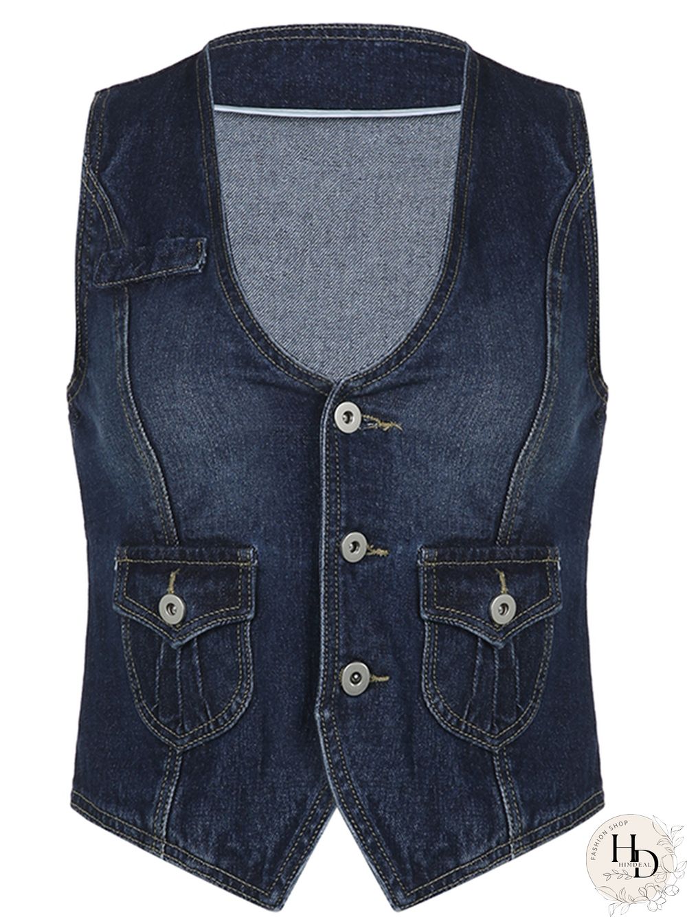Y2K Pockets Jeans Corset Top Button V Neck Cargo Retro Sweats Tank Tops Women Streetwear Aesthetic Vest Summer 90S Tee