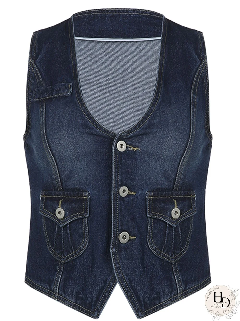 Y2K Pockets Jeans Corset Top Button V Neck Cargo Retro Sweats Tank Tops Women Streetwear Aesthetic Vest Summer 90S Tee