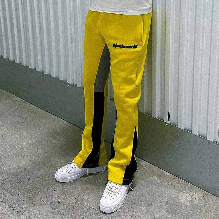 Sopula Yellow Basic Street Print Flared Sweats Trousers