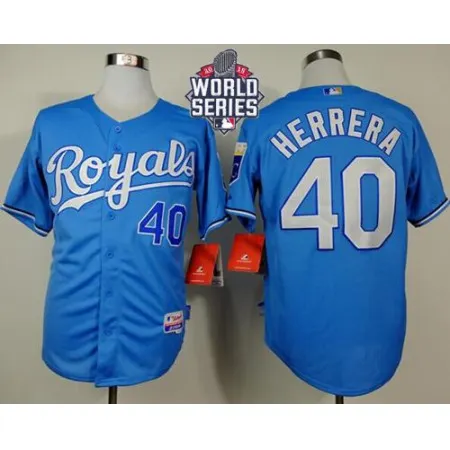 Royals #40 Kelvin Herrera Light Blue Alternate Cool Base W/2015 World Series Patch Stitched MLB Jersey