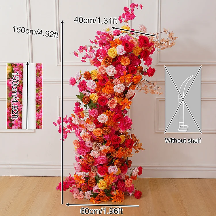 A8670 Orange Horn Arch Floral Arrangement Decor Wedding Event Props