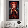 (40*70cm)Red Hair Rose Girl - Round AB Drill Diamond Painting