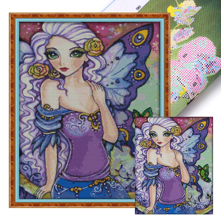 Joy Sunday Butterfly Fairy - Printed Cross Stitch 14CT 40*52CM