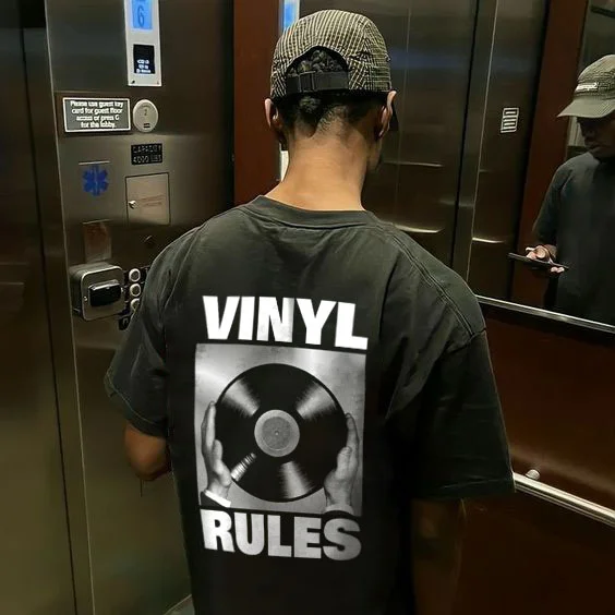 Vinyl Rules Printing Casual Men's T-shirt