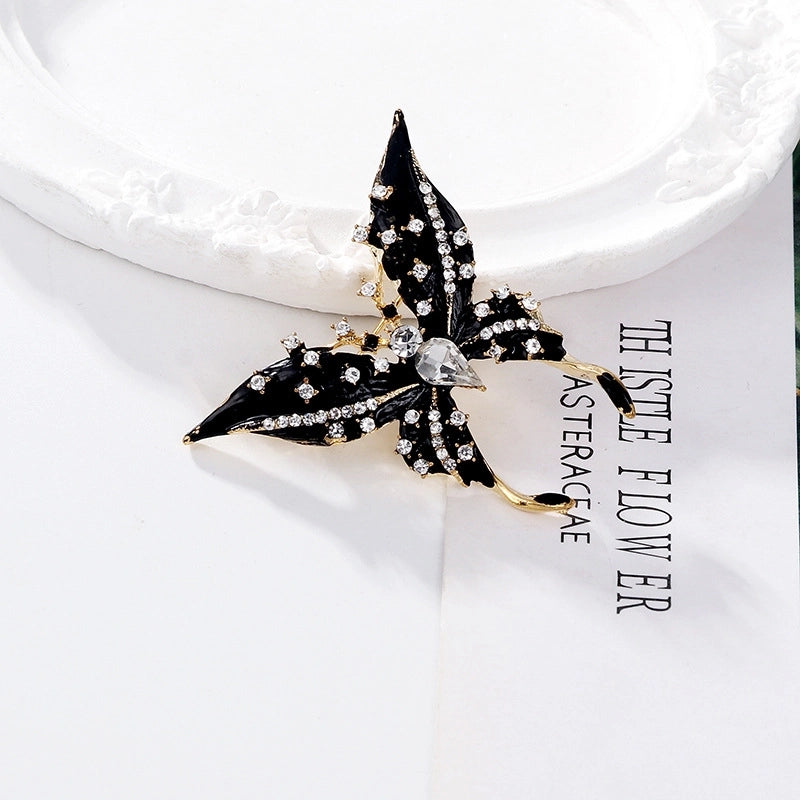 IG Style Pin Butterfly Zinc Alloy Enamel Plating Inlay Rhinestones Unisex Brooches