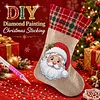 DIY Diamond Painting Christmas Stockings Hanging Ornaments Large Capacity Xmas Socks Pendant Wear Resist Candy Gift Storage Bags for Family Christmas Holiday Party Decoration (Santa Claus head)