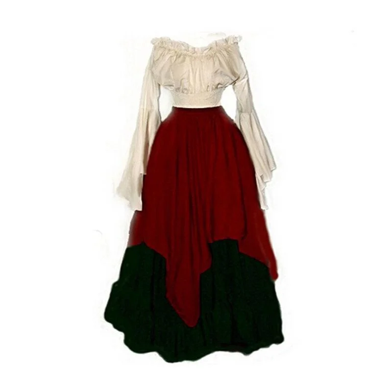 Victorian Dress Bell Sleeve Gothic Renaissance Asymmetric Gown Dress