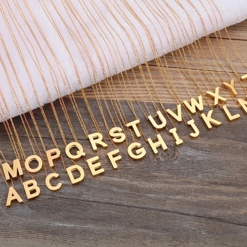 Titanium Steel 18K Gold Plated Fashion Plating Letter Necklace