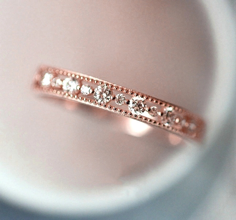 Formal Geometric Copper Inlaid Zircon Rings