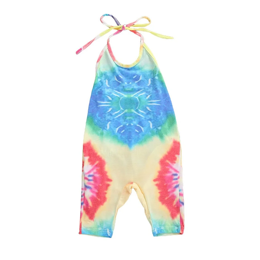 Children Summer Clothing Infant Kids Baby Girls Tie dye Romper Spaghetti Colorful Gradient Sunsuits Fashion Jumpsuits 2-6T