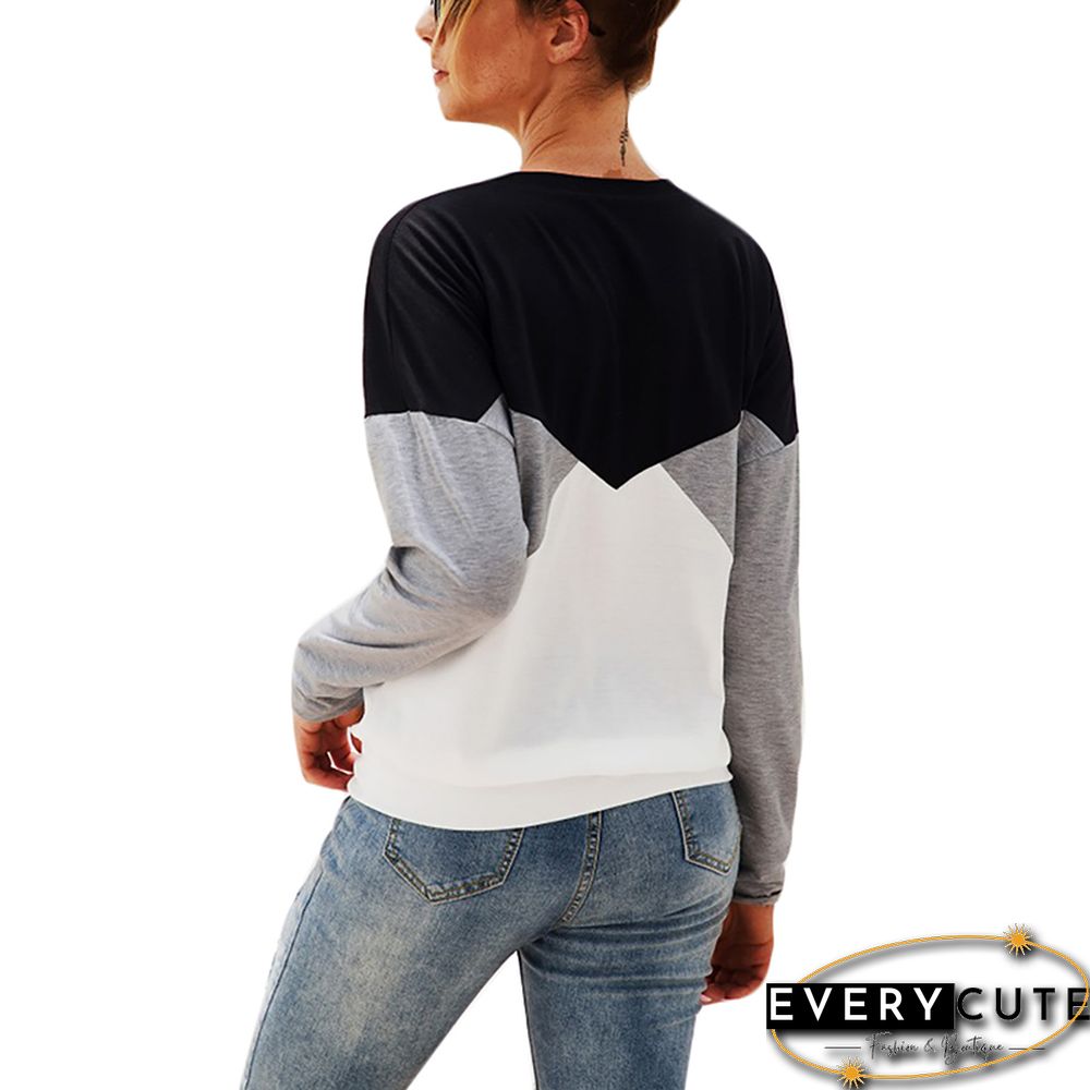 Black Colorblock Long Sleeve T Shirt