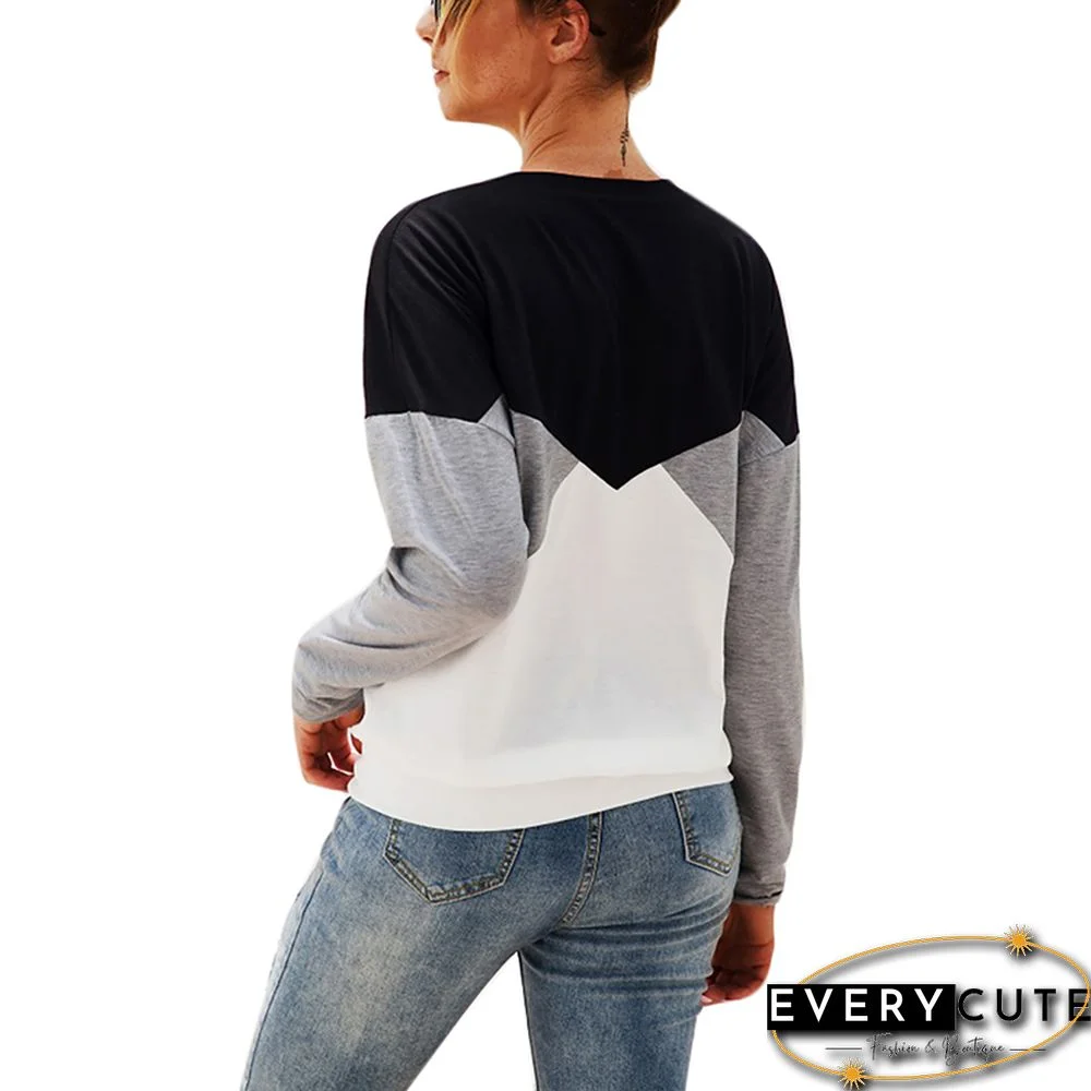 Black Colorblock Long Sleeve T Shirt