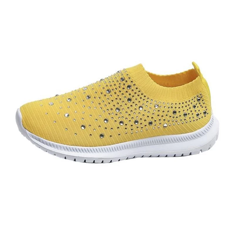 Breakj Breakj Large-Size With Diamond Flying Sneakers New Net Shoes Women's Shoes Low-Heeled Mesh Sports Casual Shoes