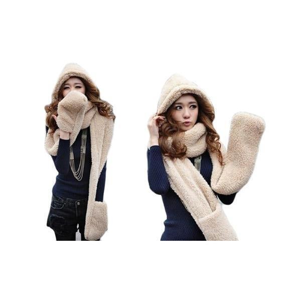 （Christmas Gift-50% OFF）Conjoined Hat Scarf Gloves Set