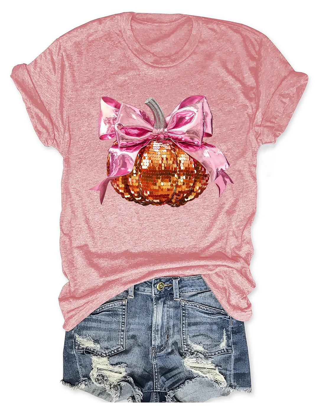 Pink Coquette Bow Ball Pumpkin T-Shirt