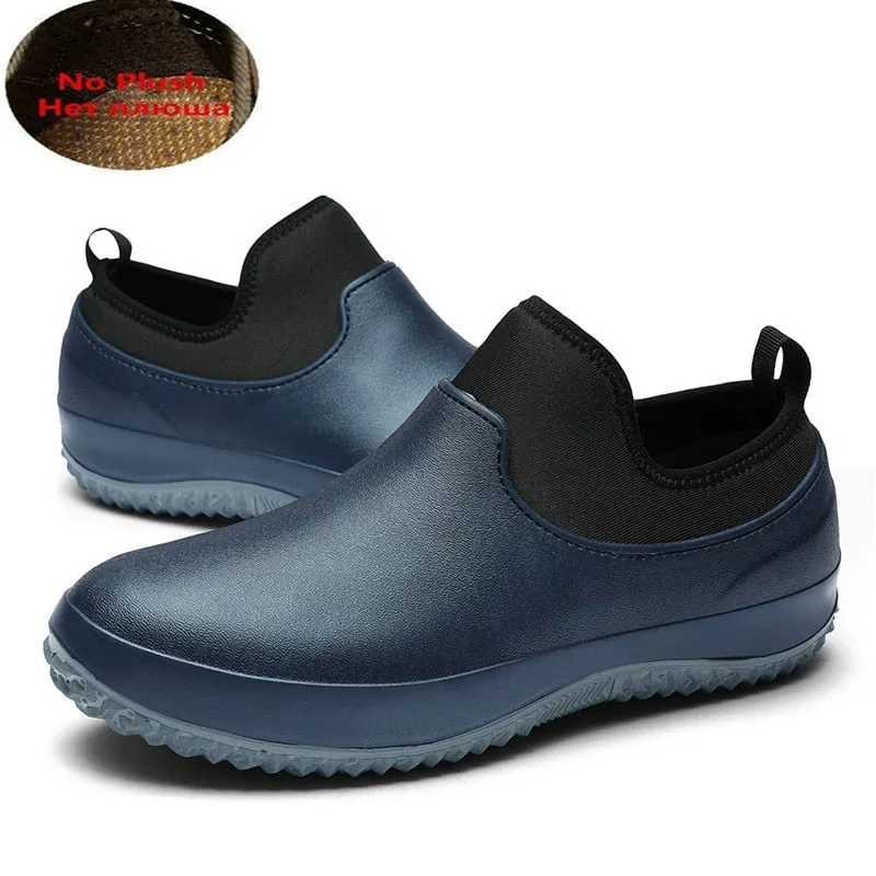Mens Kitchen Working Shoes Non-slip Waterproof Chef Shoes Casual Unisex Work Shoes Water Shoes Rain Cotton Boots Plus Size 35-49