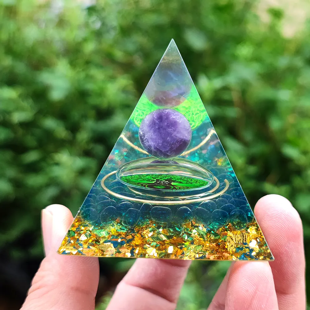 5cm Natural Stone Orgonite Pyramid Healing Crystals Orgone Energy Generator