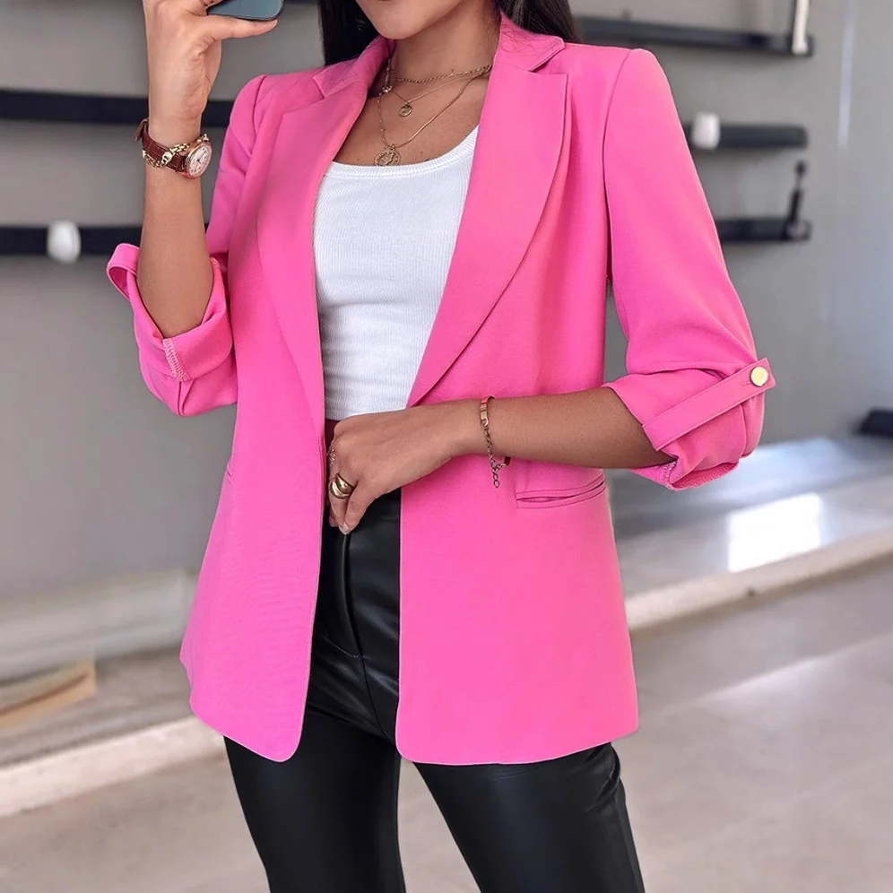 Uveng Uveng Explosion Autumn And Winter Long Sleeve Solid Color Cardigan Suitcase Women