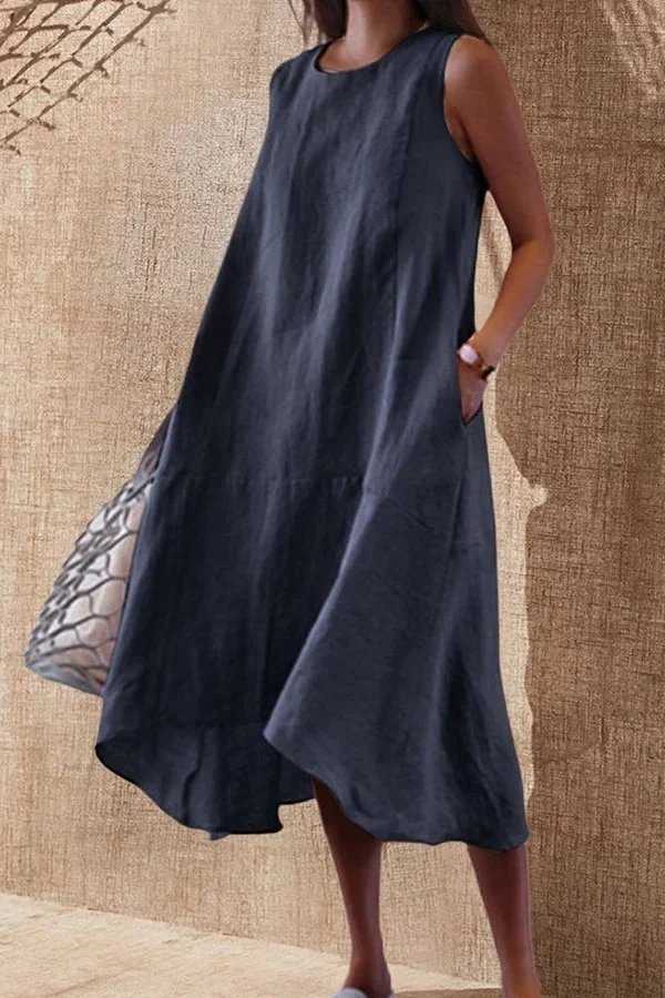 Sleeveless Cotton Linen Dress