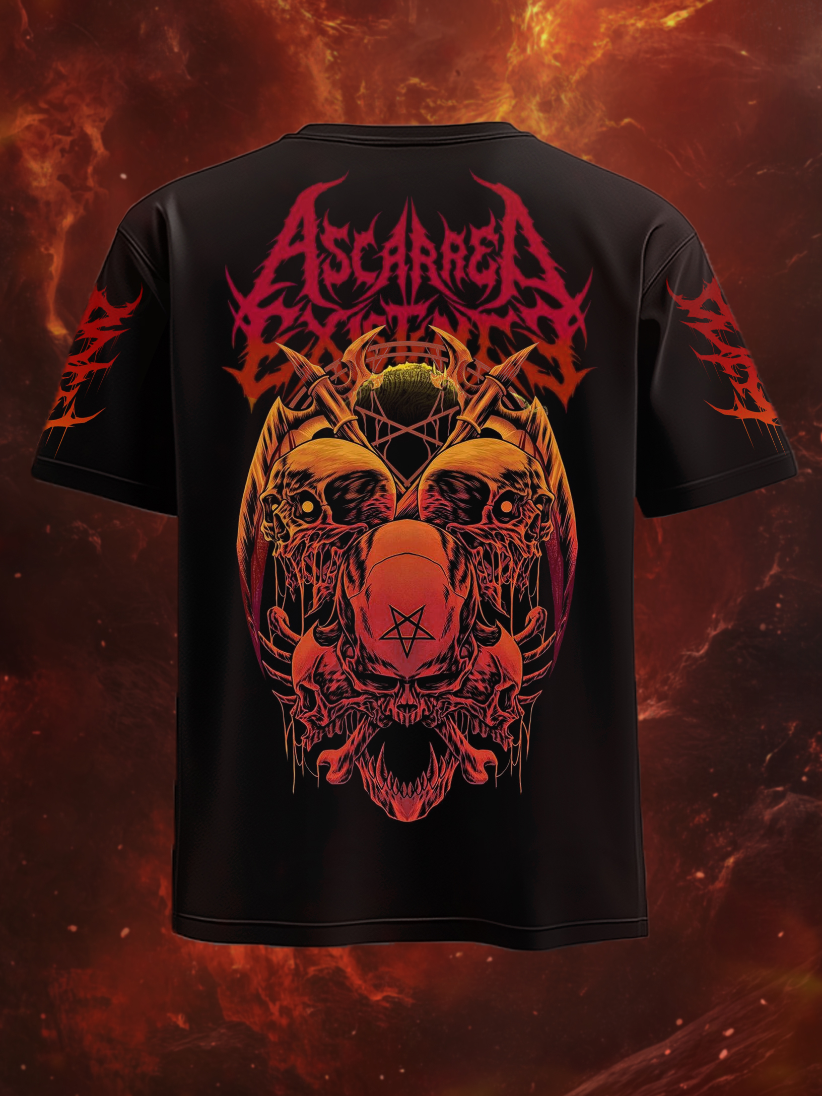Art Satanic Fire Devil Skull Print Short Sleeve T-Shirt