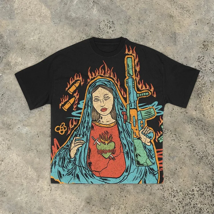 Sopula Fire Goddess Print Vintage T-Shirt