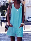Simple Solid Color Sleeveless Jumpsuits