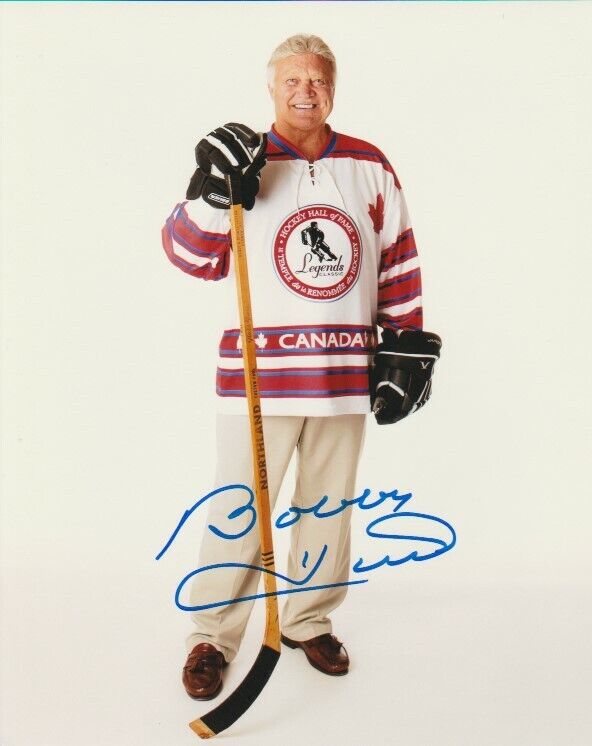 RARE BOBBY HULL SIGNED HOCKEY HALL OF FAME LEGENDS 8x10 Photo Poster painting! Autograph PROOF