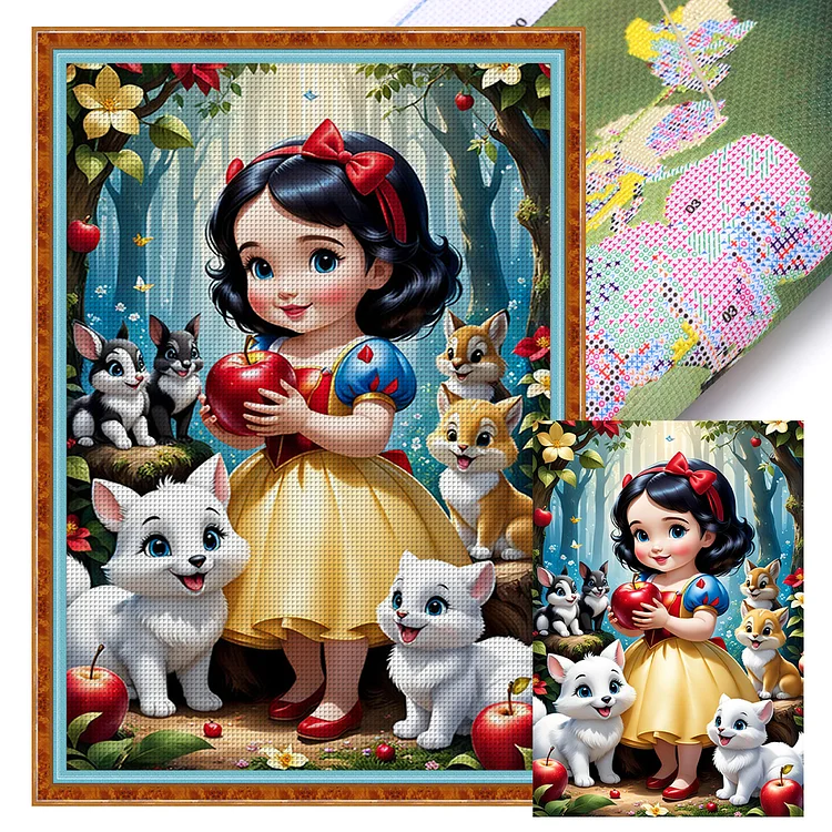 【Huacan Brand】Disney Snow White Holding An Apple 11CT Stamped Cross Stitch 40*60CM